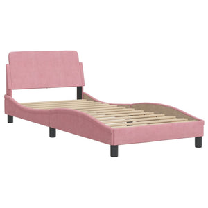 vidaXL Bed with Mattress "Dover" Pink 90x200 cm Velvet