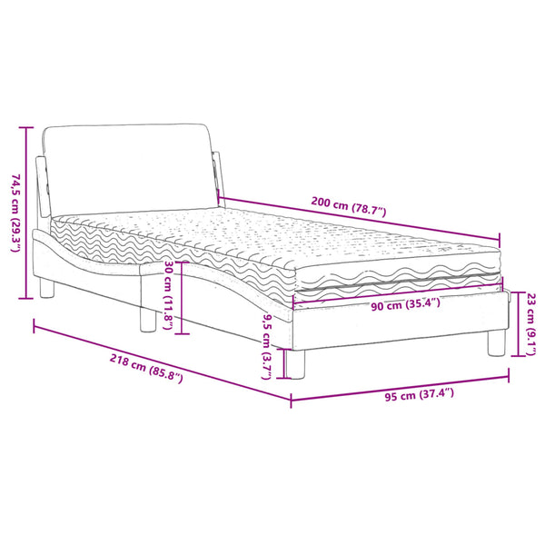 vidaXL Bed with Mattress "Dover" Pink 90x200 cm Velvet