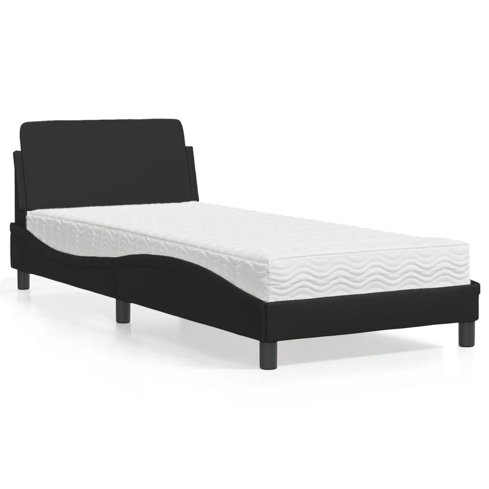 vidaXL Bed with Mattress "Dover" Black 90x200 cm Faux Leather