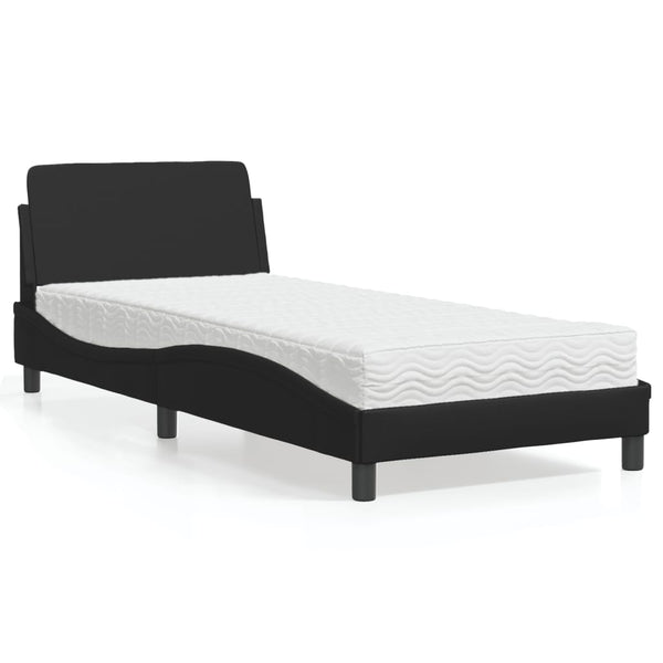 vidaXL Bed with Mattress "Dover" Black 90x200 cm Faux Leather