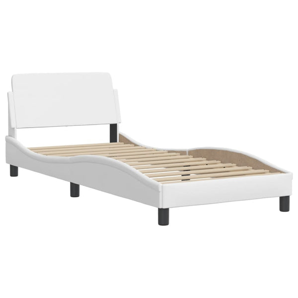 vidaXL Bed with Mattress "Dover" White 90x200 cm Faux Leather