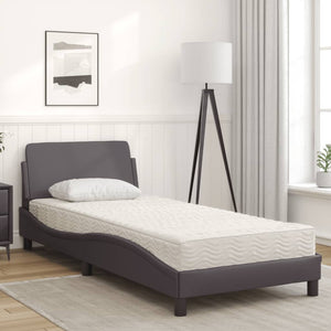 vidaXL Bed with Mattress "Dover" Grey 90x200 cm Faux Leather