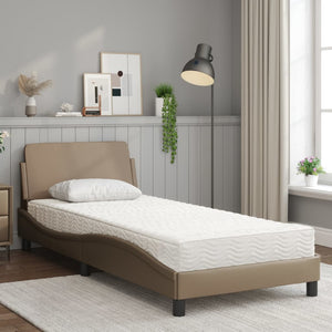vidaXL "Dover" Bed with Mattress Cappuccino Brown 90x200 cm Faux Leather