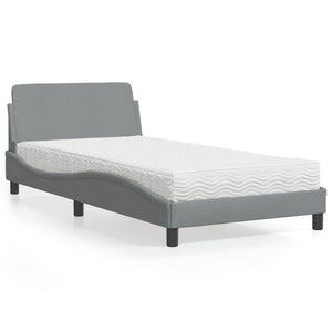 vidaXL Bed with mattress "Dover" Light Grey 100x200 cm Fabric