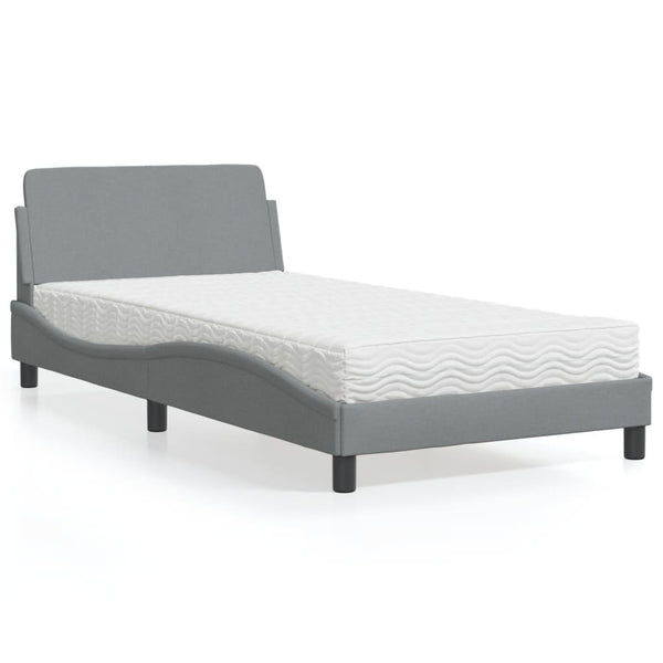 vidaXL Bed with mattress "Dover" Light Grey 100x200 cm Fabric