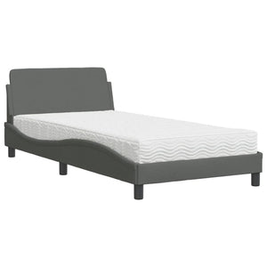 vidaXL Bed with Mattress "Dover" Dark Grey 100x200 cm Fabric