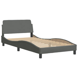 vidaXL Bed with Mattress "Dover" Dark Grey 100x200 cm Fabric