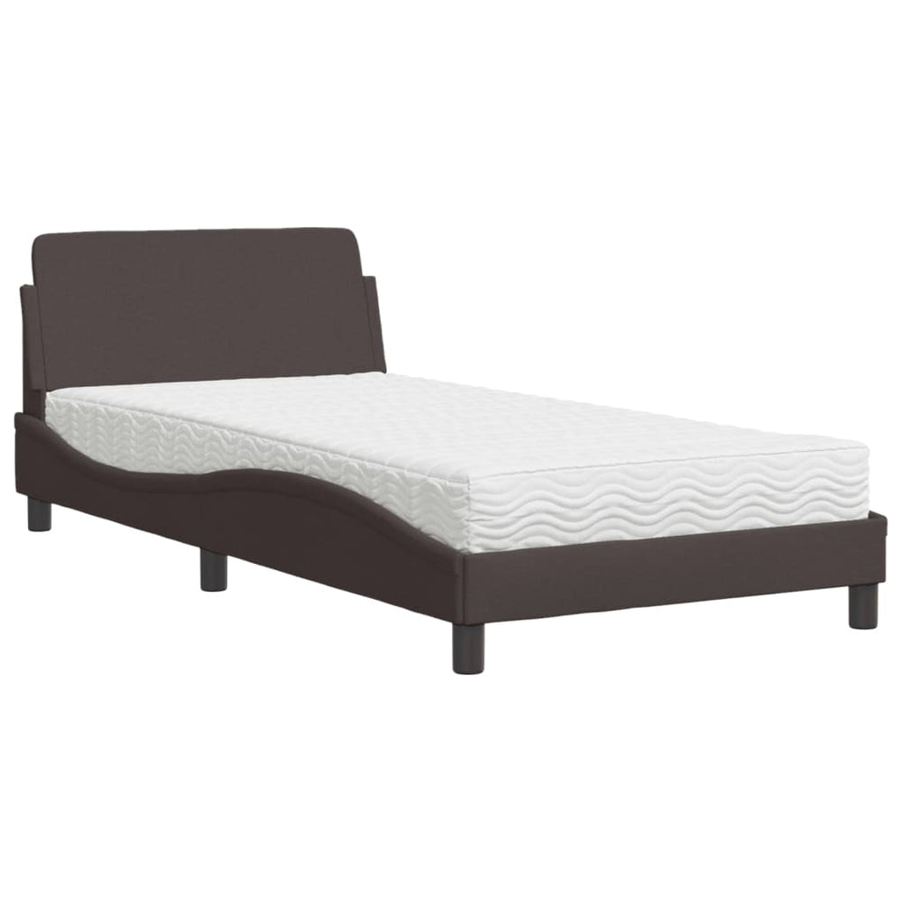 vidaXL Bed with Mattress "Dover" Dark Brown 100x200 cm Fabric