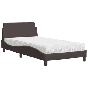 vidaXL Bed with Mattress "Dover" Dark Brown 100x200 cm Fabric