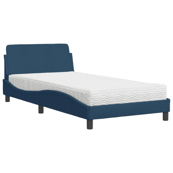 vidaXL Bed with Mattress "Dover" Blue 100x200 cm Fabric