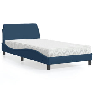 vidaXL Bed with Mattress "Dover" Blue 100x200 cm Fabric