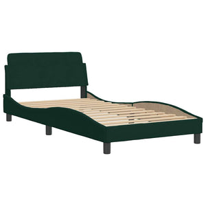 vidaXL Bed with Mattress "Dover" Dark Green 100x200 cm Velvet
