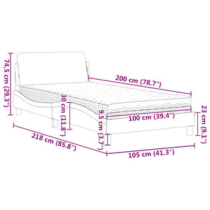 vidaXL Bed with Mattress "Dover" Blue 100x200 cm Velvet