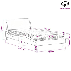vidaXL Bed with Mattress "Dover" Black 100x200 cm Faux Leather