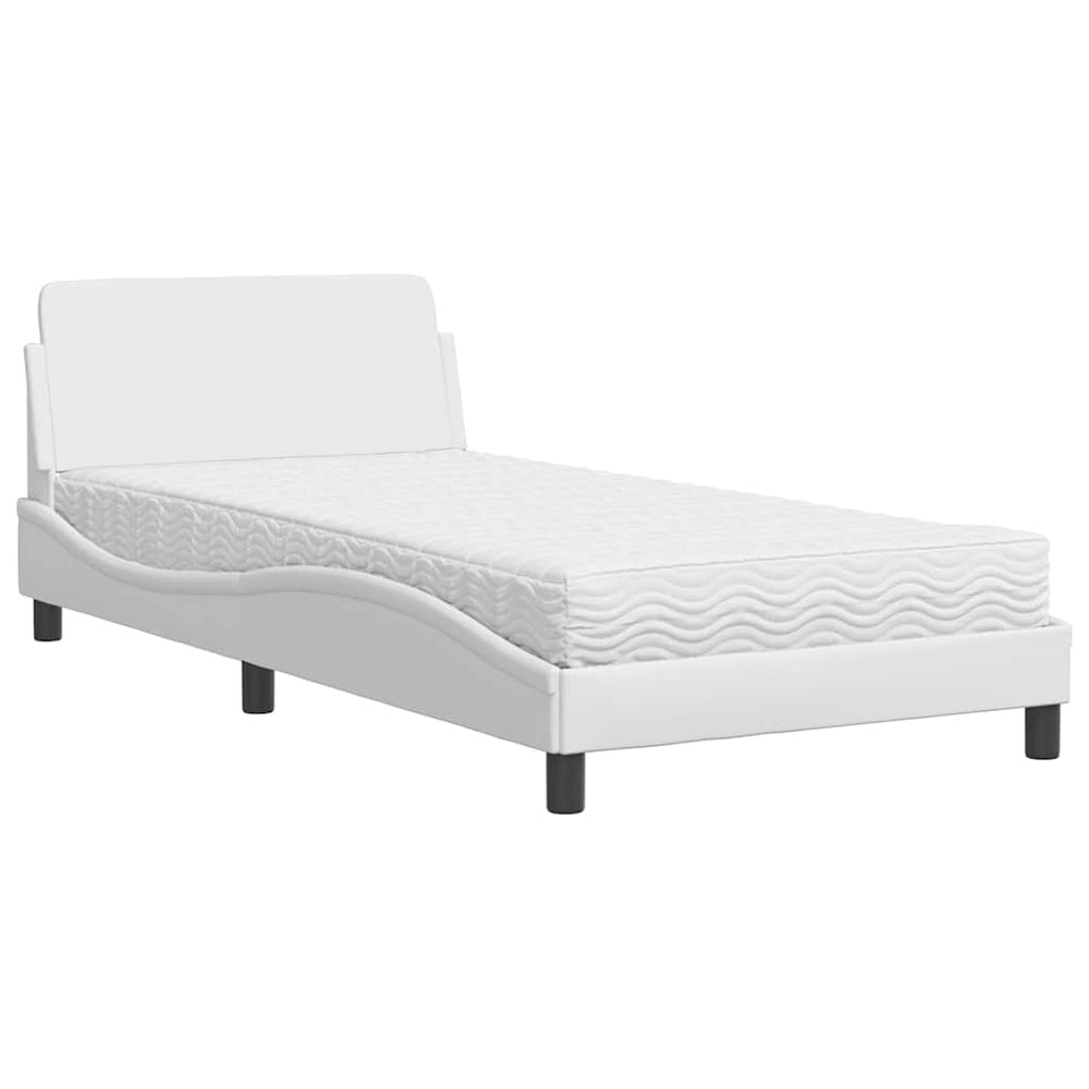 vidaXL Bed with mattress "Dover" White 100x200 cm Faux leather