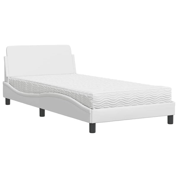vidaXL Bed with mattress "Dover" White 100x200 cm Faux leather