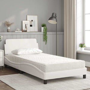 vidaXL Bed with mattress "Dover" White 100x200 cm Faux leather