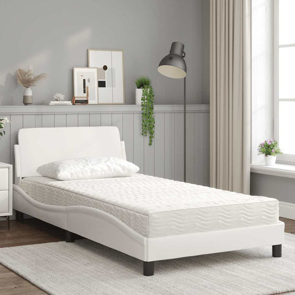 vidaXL Bed with mattress "Dover" White 100x200 cm Faux leather