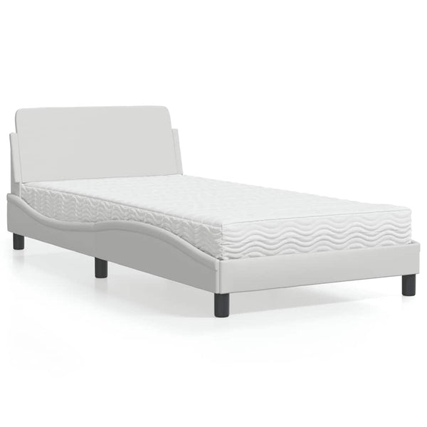 vidaXL Bed with mattress "Dover" White 100x200 cm Faux leather