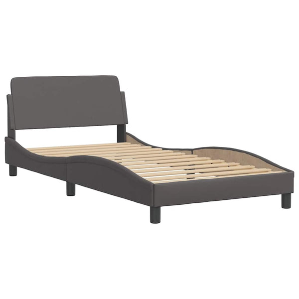 vidaXL "Dover" Grey Faux Leather Bed with Mattress 100x200 cm