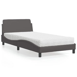 vidaXL "Dover" Grey Faux Leather Bed with Mattress 100x200 cm