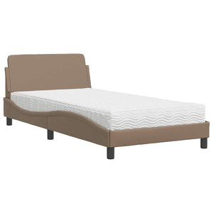 vidaXL "Dover" Bed with Mattress Cappuccino Brown 100x200 cm Faux Leather