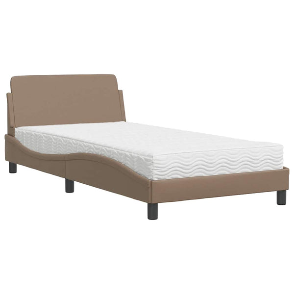 vidaXL "Dover" Bed with Mattress Cappuccino Brown 100x200 cm Faux Leather