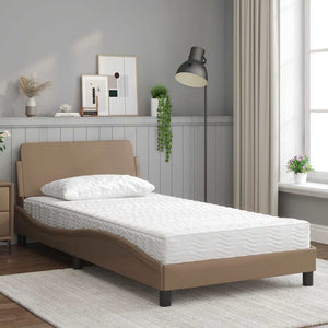 vidaXL "Dover" Bed with Mattress Cappuccino Brown 100x200 cm Faux Leather