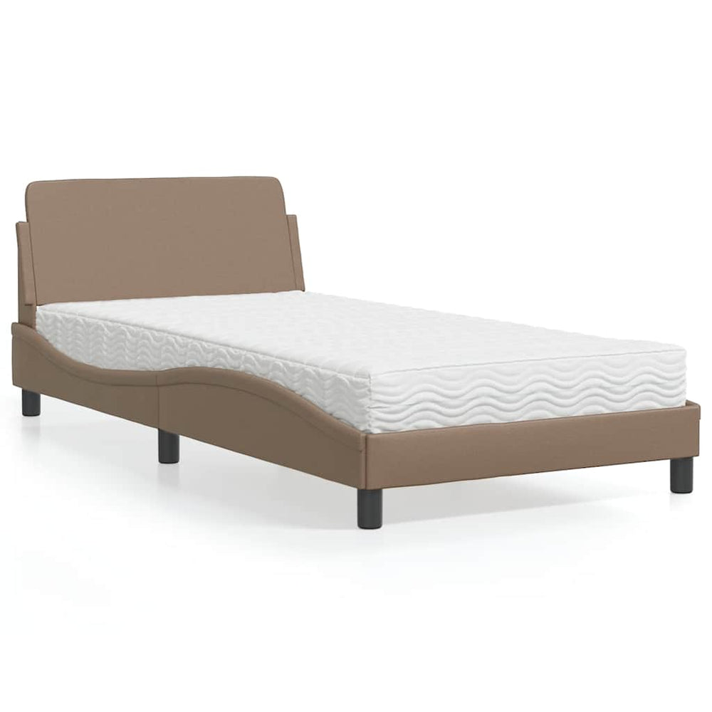 vidaXL "Dover" Bed with Mattress Cappuccino Brown 100x200 cm Faux Leather