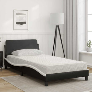 vidaXL Bed with Mattress "Dover" Black and White 100x200 cm Faux Leather
