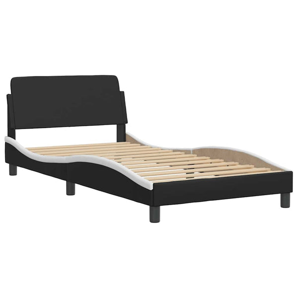 vidaXL Bed with Mattress "Dover" Black and White 100x200 cm Faux Leather