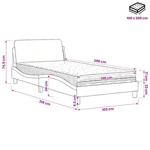 vidaXL Bed with Mattress "Dover" Black and White 100x200 cm Faux Leather