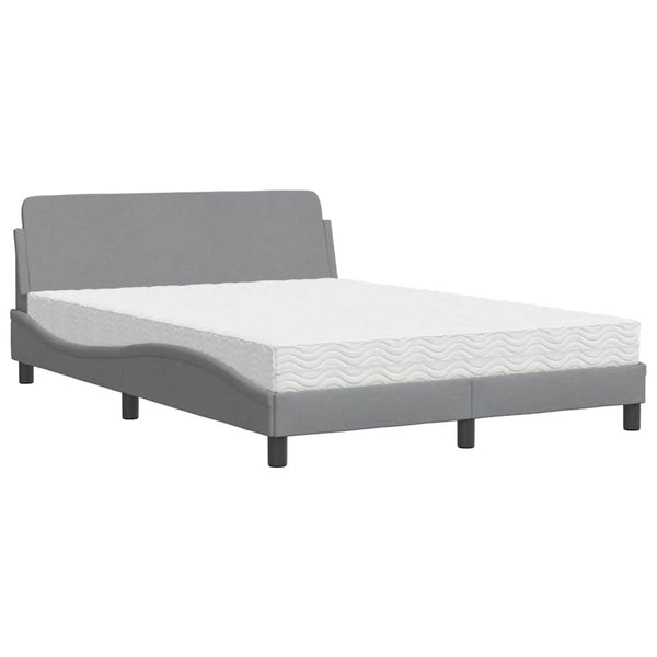 vidaXL "Dover" Bed with Mattress Light Grey 120x200 cm Fabric