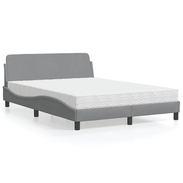 vidaXL "Dover" Bed with Mattress Light Grey 120x200 cm Fabric