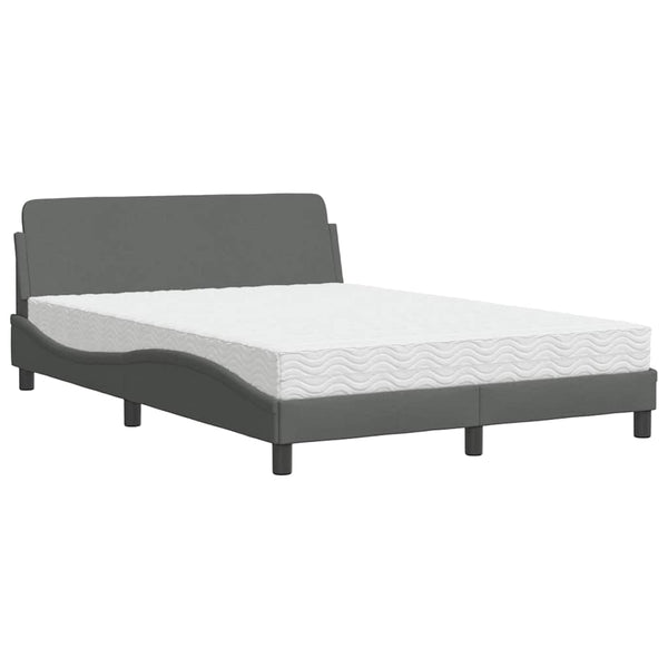 vidaXL Bed with Mattress "Dover" Dark Grey 120x200 cm Fabric