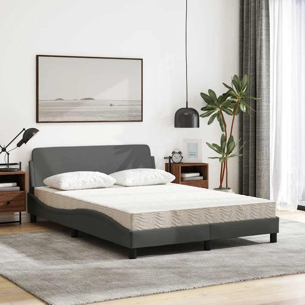 vidaXL Bed with Mattress "Dover" Dark Grey 120x200 cm Fabric
