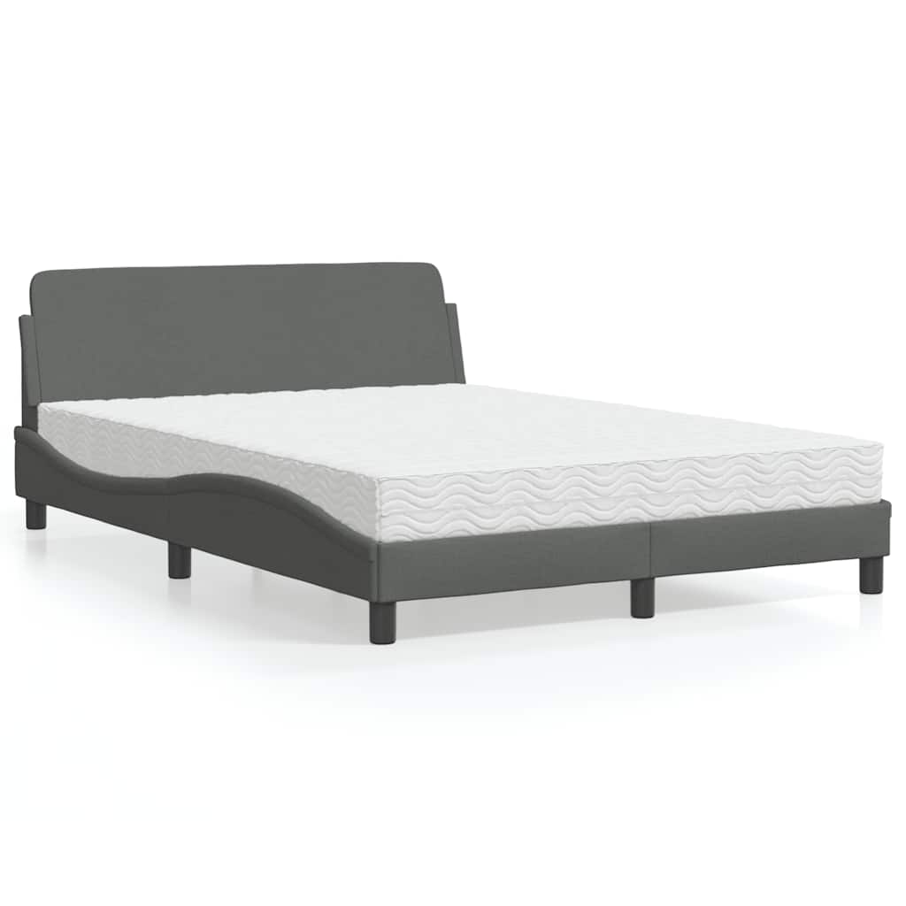vidaXL Bed with Mattress "Dover" Dark Grey 120x200 cm Fabric