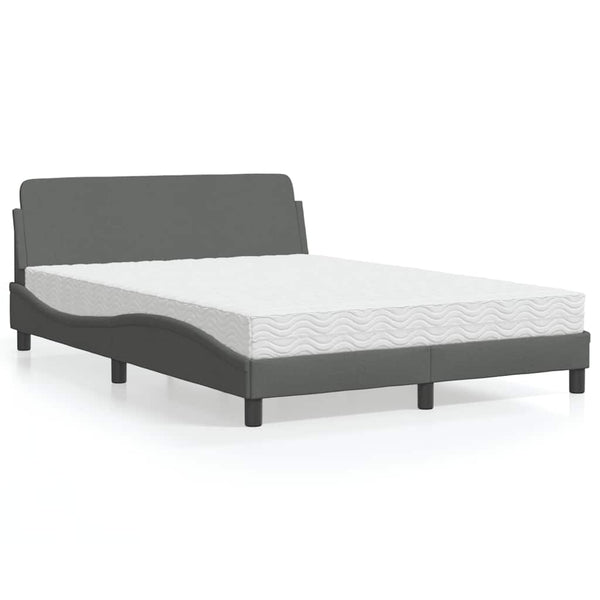 vidaXL Bed with Mattress "Dover" Dark Grey 120x200 cm Fabric