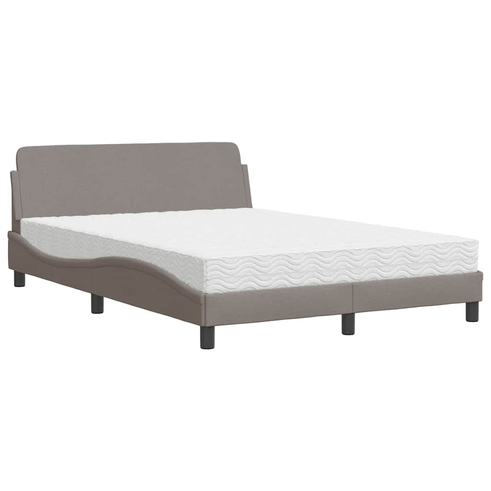 vidaXL Bed with Mattress "Dover" Taupe 120x200 cm Fabric