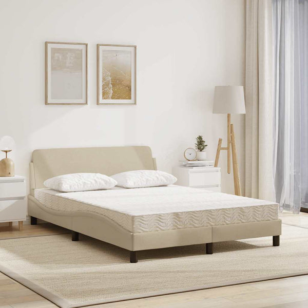 vidaXL Bed with Mattress "Dover" Cream 120x200 cm Fabric