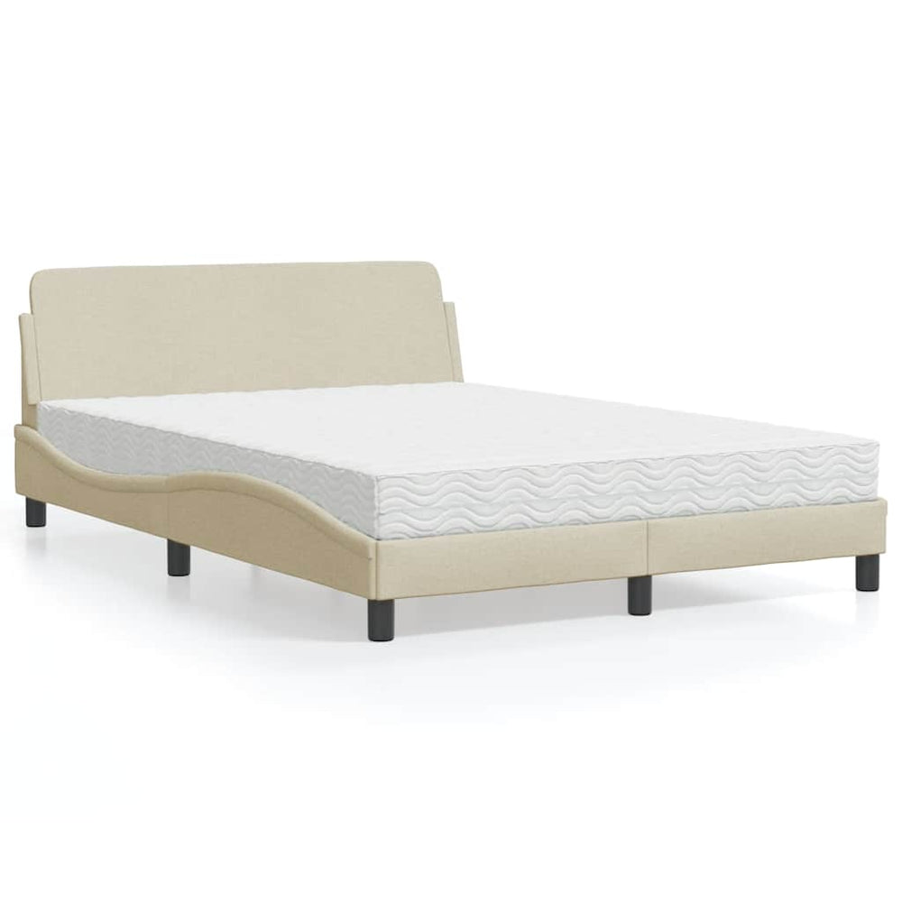 vidaXL Bed with Mattress "Dover" Cream 120x200 cm Fabric