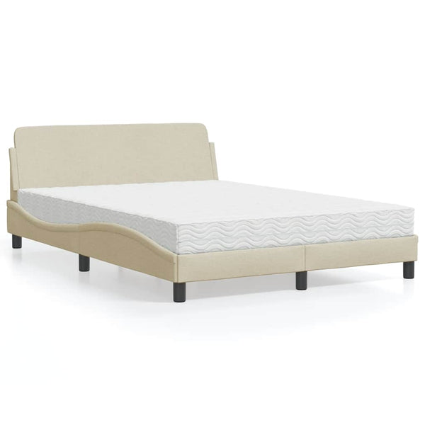 vidaXL Bed with Mattress "Dover" Cream 120x200 cm Fabric