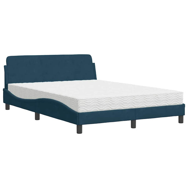 vidaXL Bed with Mattress "Dover" Blue 120x200 cm Velvet