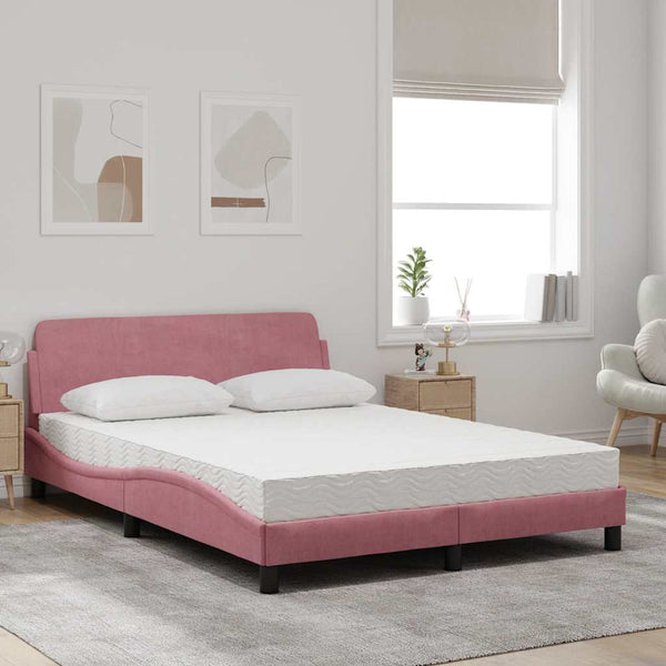 vidaXL Bed with Mattress "Dover" Pink 120x200 cm Velvet