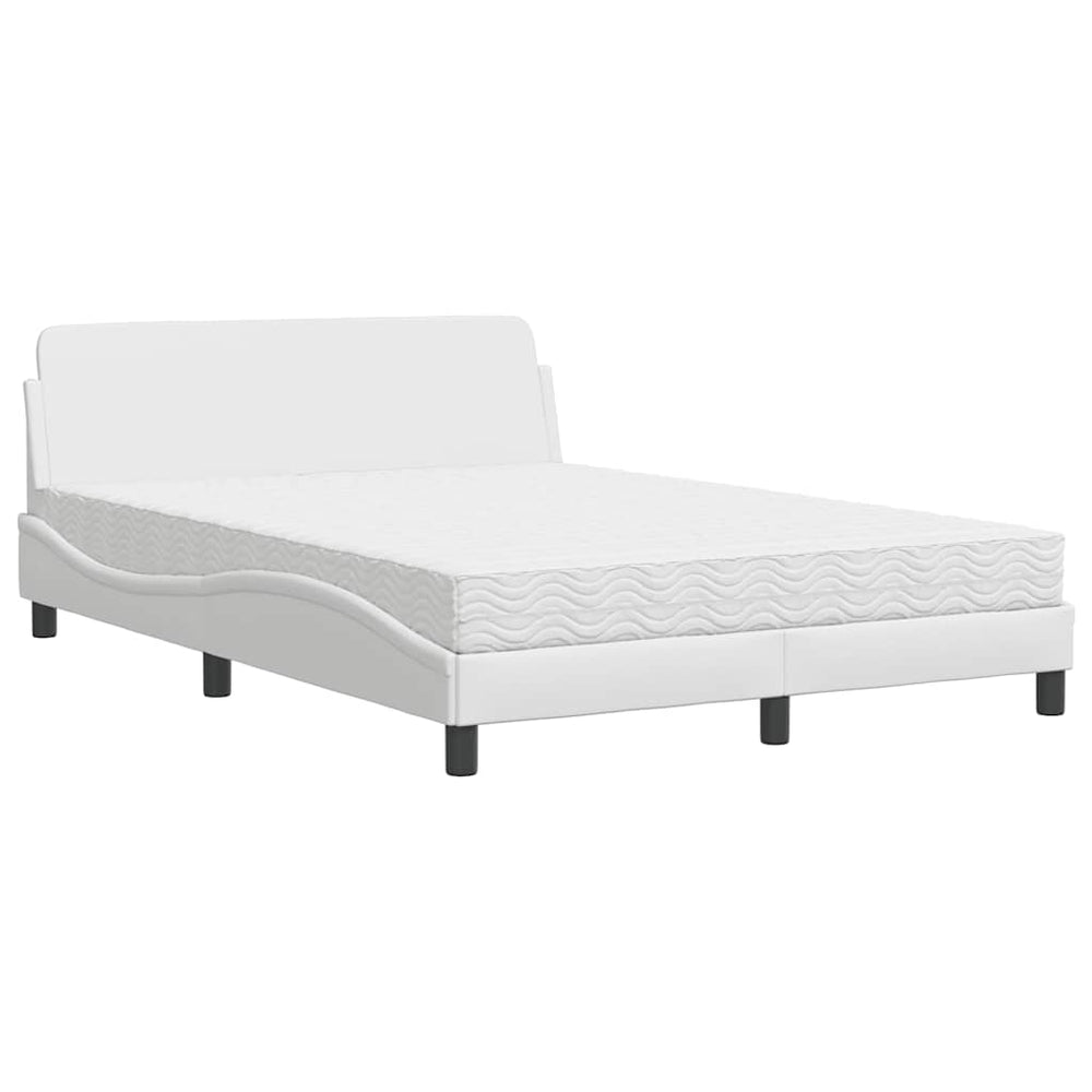 vidaXL "Dover" Bed with Mattress White 120x200 cm Faux Leather