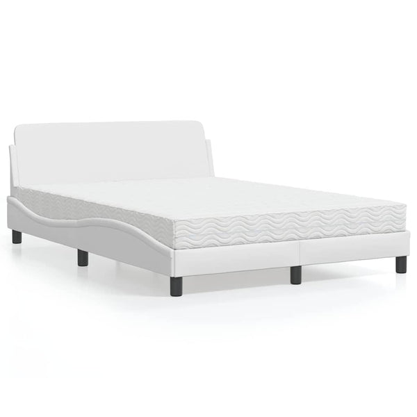 vidaXL "Dover" Bed with Mattress White 120x200 cm Faux Leather