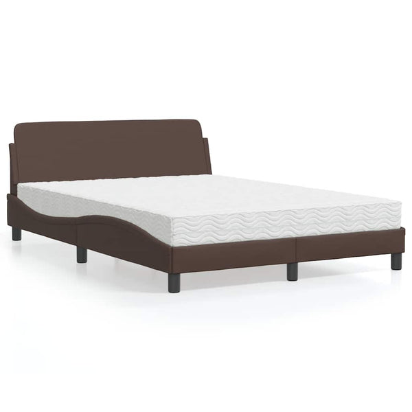 vidaXL "Dover" Bed with Mattress Brown 120x200 cm Faux Leather