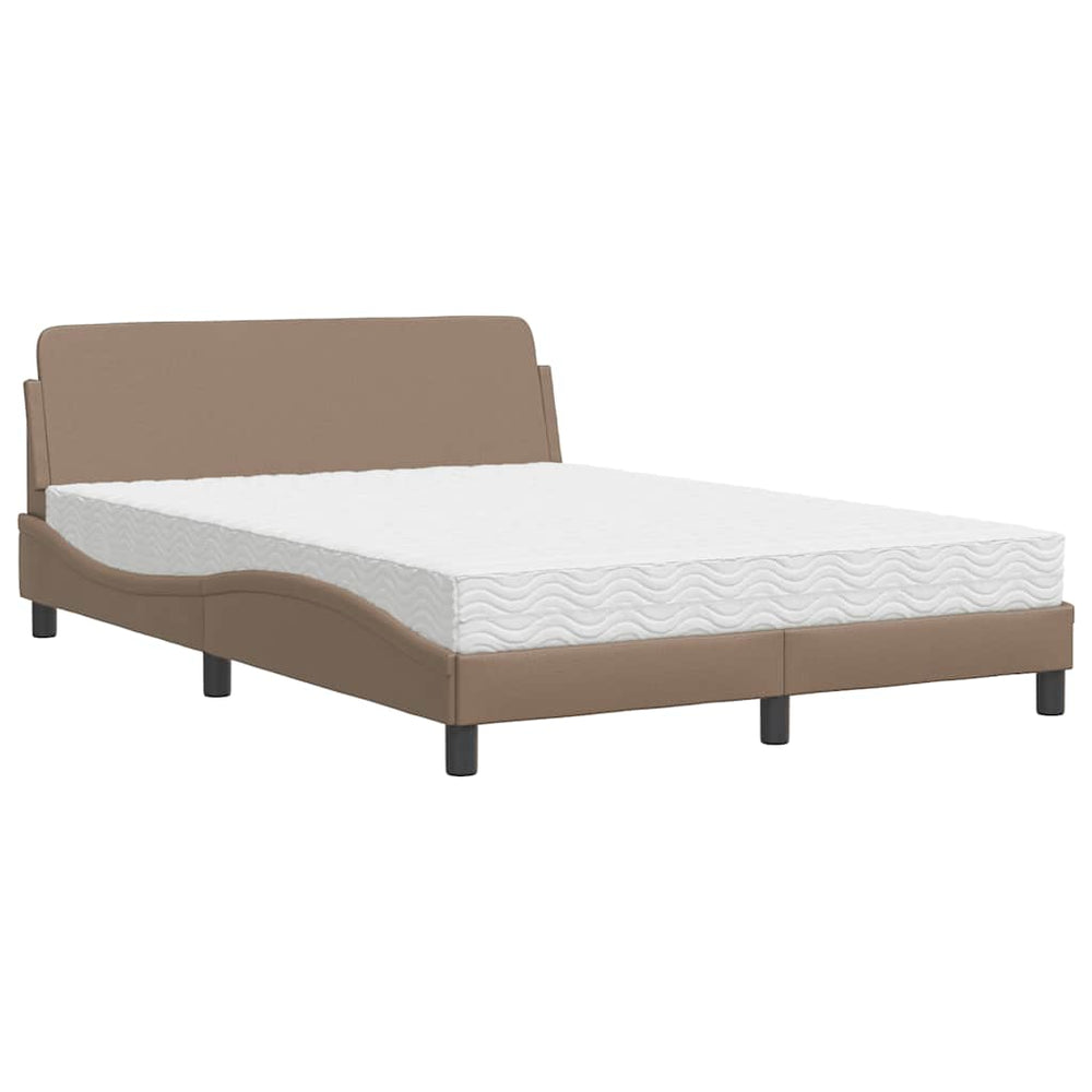 vidaXL Bed with Mattress "Dover" Cappuccino Brown 120x200 cm Faux Leather