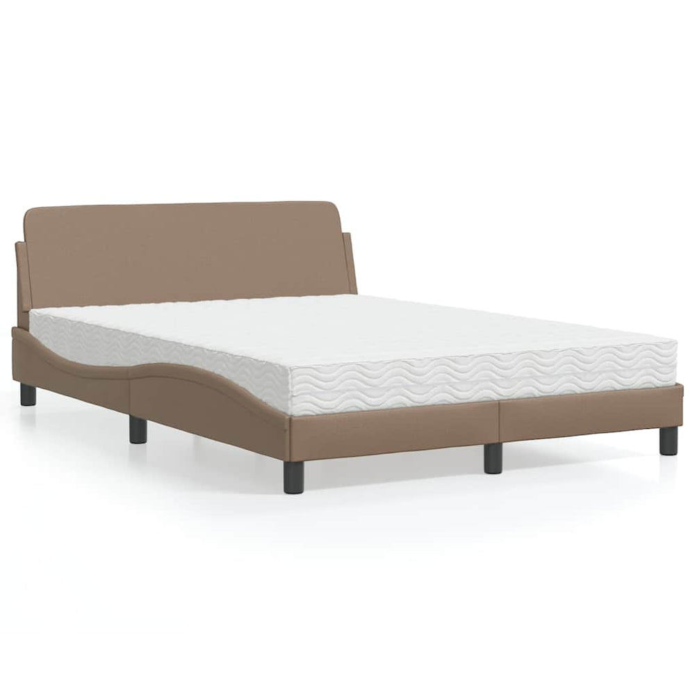 vidaXL Bed with Mattress "Dover" Cappuccino Brown 120x200 cm Faux Leather
