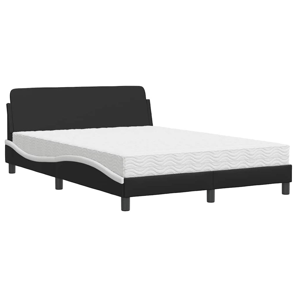 vidaXL Bed with Mattress "Dover" Black and White 120x200 cm Faux Leather